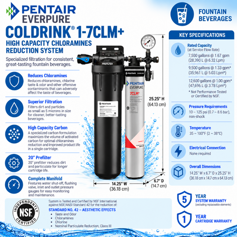 Everpure Coldrink 1-7CLM+ Water Filter System EV977121 Water Filtration Systems Everpure - eFilters