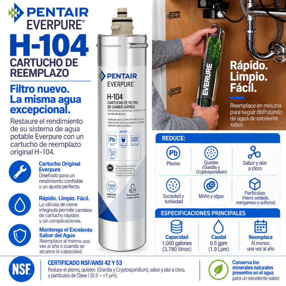 Everpure H104 Replacement Water Filter Cartridge EV961211 Water Filtration Cartridge Everpure - eFilters