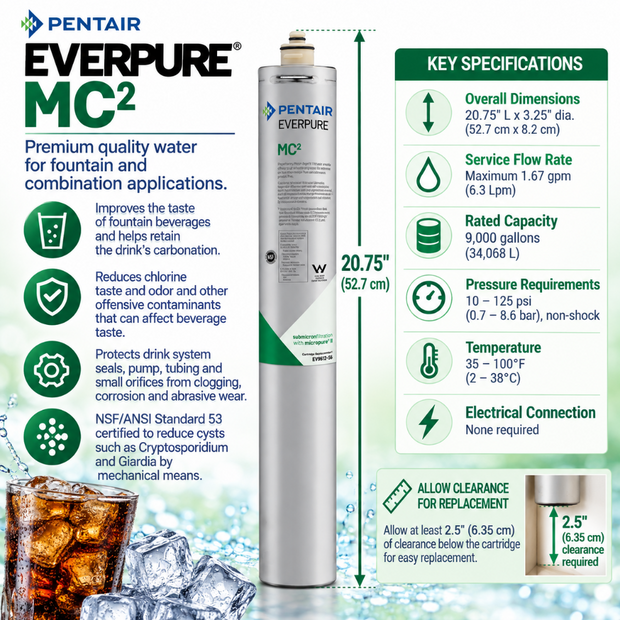 Everpure MC(2) Water Filter Cartridge EV961255 - 6 Pack Water Filtration Cartridge Everpure - eFilters