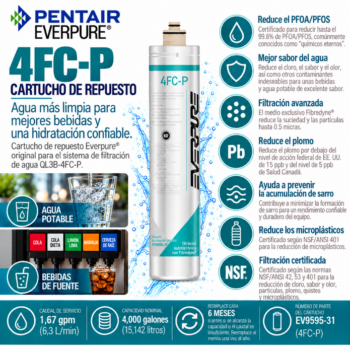 Everpure 4FCP Water Filter Cartridge EV959536 - Forever Chemicals - 6 Pack Water Filtration Cartridge Everpure - eFilters