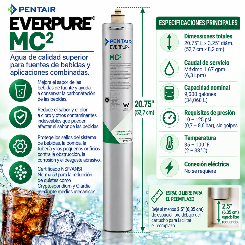 Everpure MC(2) Water Filter Cartridge EV961255 - 6 Pack Water Filtration Cartridge Everpure - eFilters