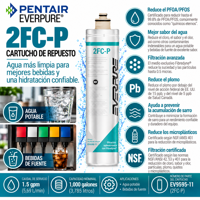 Everpure 2FCP Water Filter Cartridge EV959516 - Forever Chemicals - 6 Pack Water Filtration Cartridge Everpure - eFilters