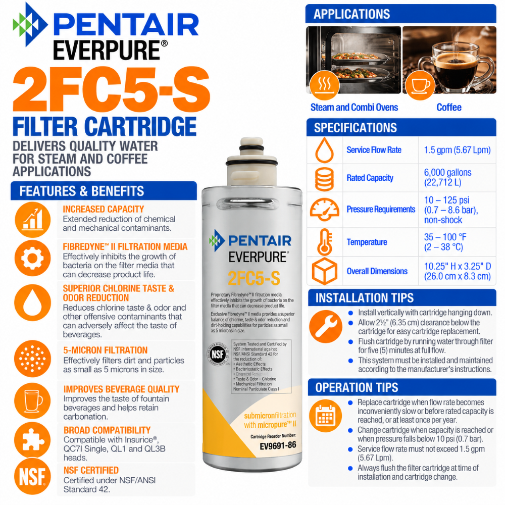 Everpure 2FC5S Cartridge EV969186 Water Filtration Cartridge Everpure - eFilters