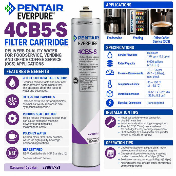 Everpure 4CB5S Water Filter Cartridge EV961726 - 6 Pack Water Filtration Cartridge Everpure - eFilters