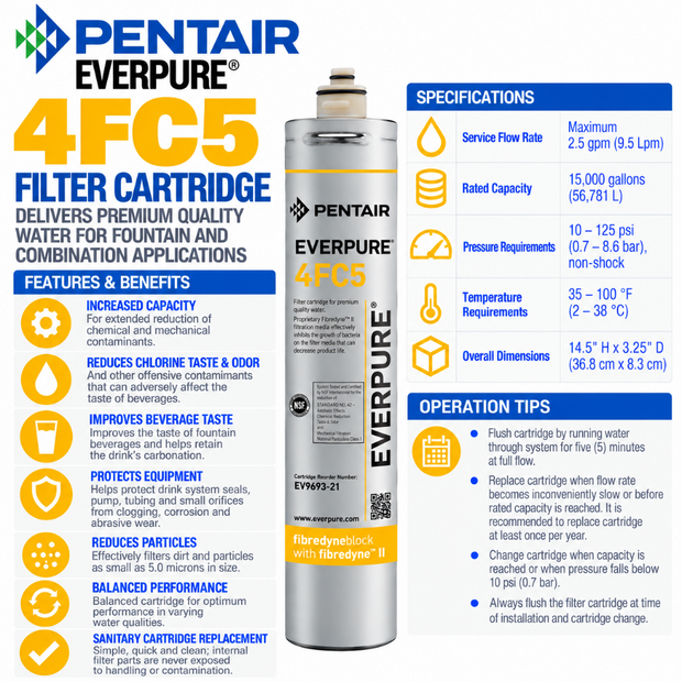 Everpure 4FC5 Water Filter Cartridge EV969327 - 6 Pack Water Filtration Cartridge Everpure - eFilters
