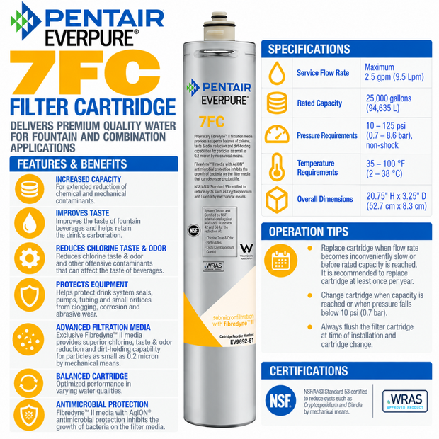 Everpure 7FC Water Filter Cartridge EV969267 - 6 Pack Water Filtration Cartridge Everpure - eFilters