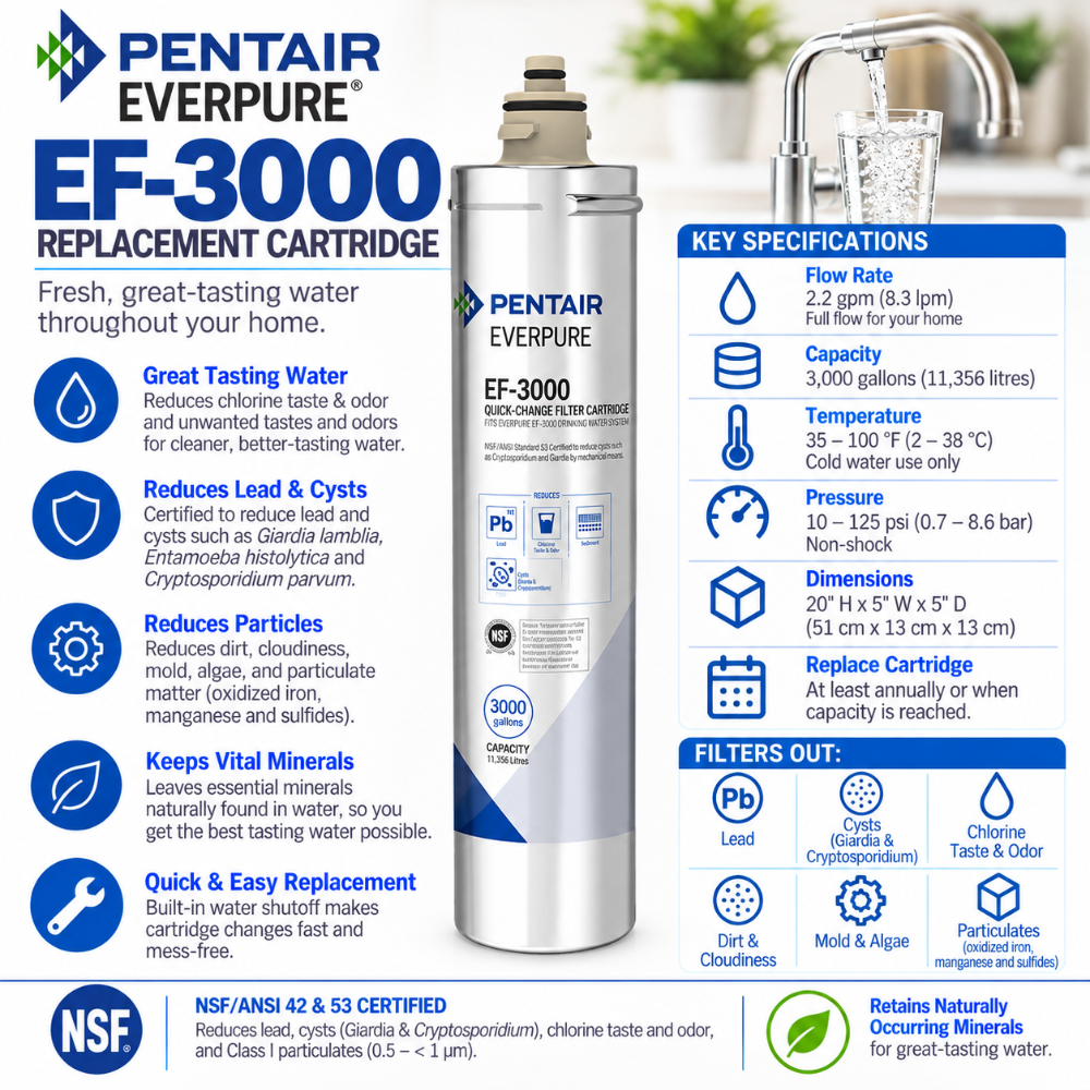 Everpure EF3000 Water Filter Cartridge EV985750 Water Filtration Cartridge Everpure - eFilters