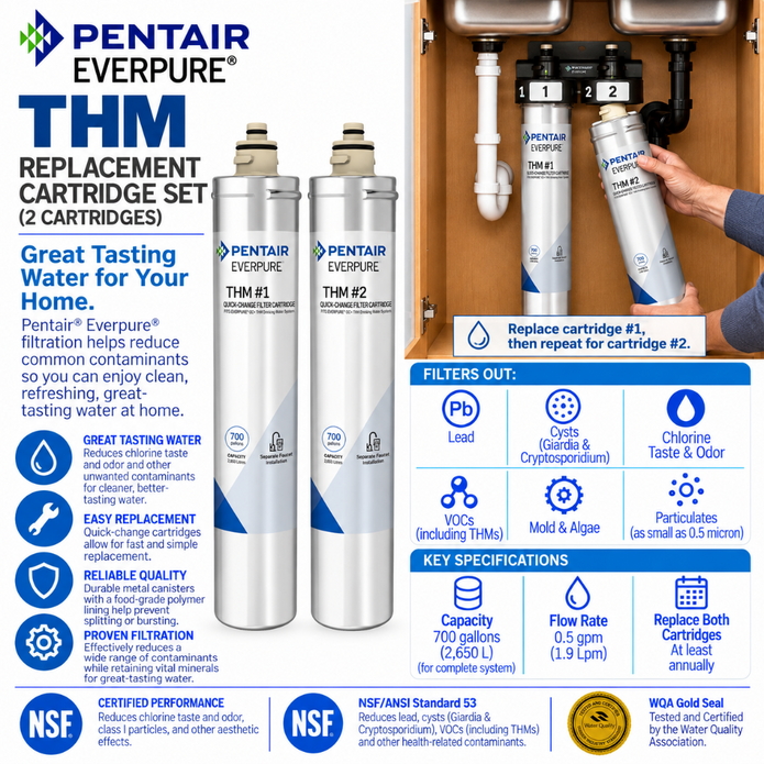 Everpure THM #1 & #2 Replacement Water Filter Cartridge Kit #THMKIT Water Filtration Cartridge Efilters - eFilters